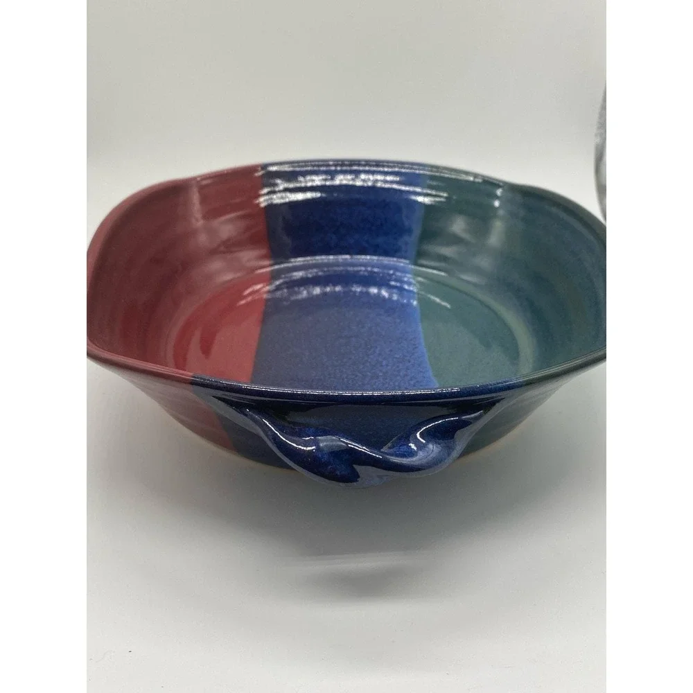 Multi‎ color Studio Pottery Casserole Dish with handles